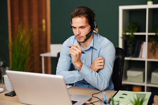 Businessman on a laptop