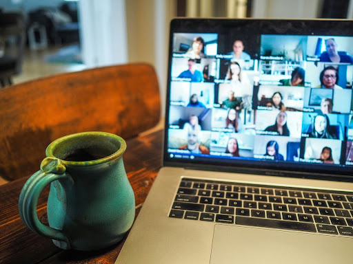 Laptop on a online meeting